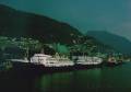 MS MIDNATSOL hinter MS HARALD JARL in Bergen 1974