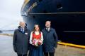 HAVILA POLARIS, Schiffstaufe am 15. Oktober 2024 in Hammerfest, (von links) Per Sævik (Vorstandsvorsitzender, Havila Kystruten AS), Patin Marianne Sivertsen Næss, Bent Martini (CEO, Havila Kystruten AS) - ©Havila, Fotograf: keine Angabe
