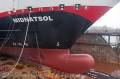MS Midnatsol Bugwulst und Bugstrahlruder, Bremerhaven, Bredo-Werft, Jan.2013