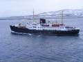 MS Nordstjernen bei ihrer letzten Hurtigrutentour März 2012, bei Sortland nach den technischen Problemen in Stokmarknes